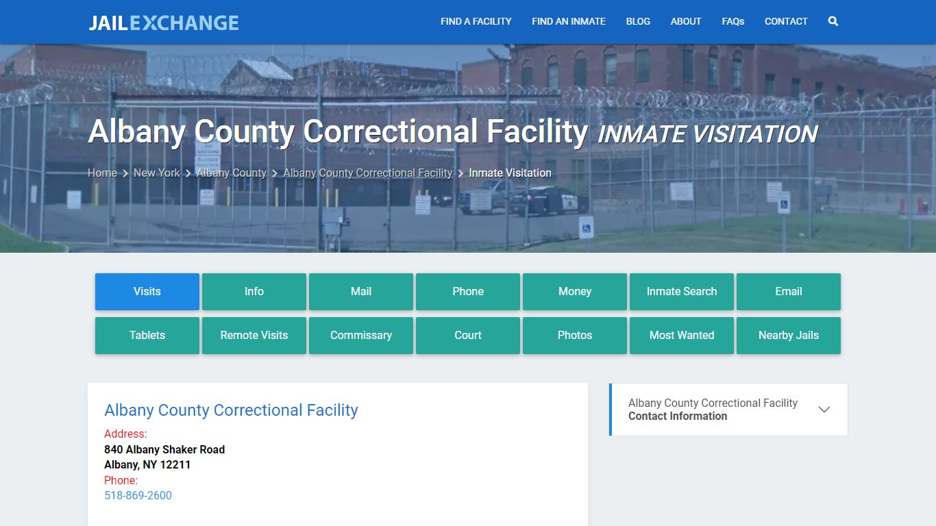 Inmate Visitation - Albany County Correctional Facility, NY - Jail Exchange